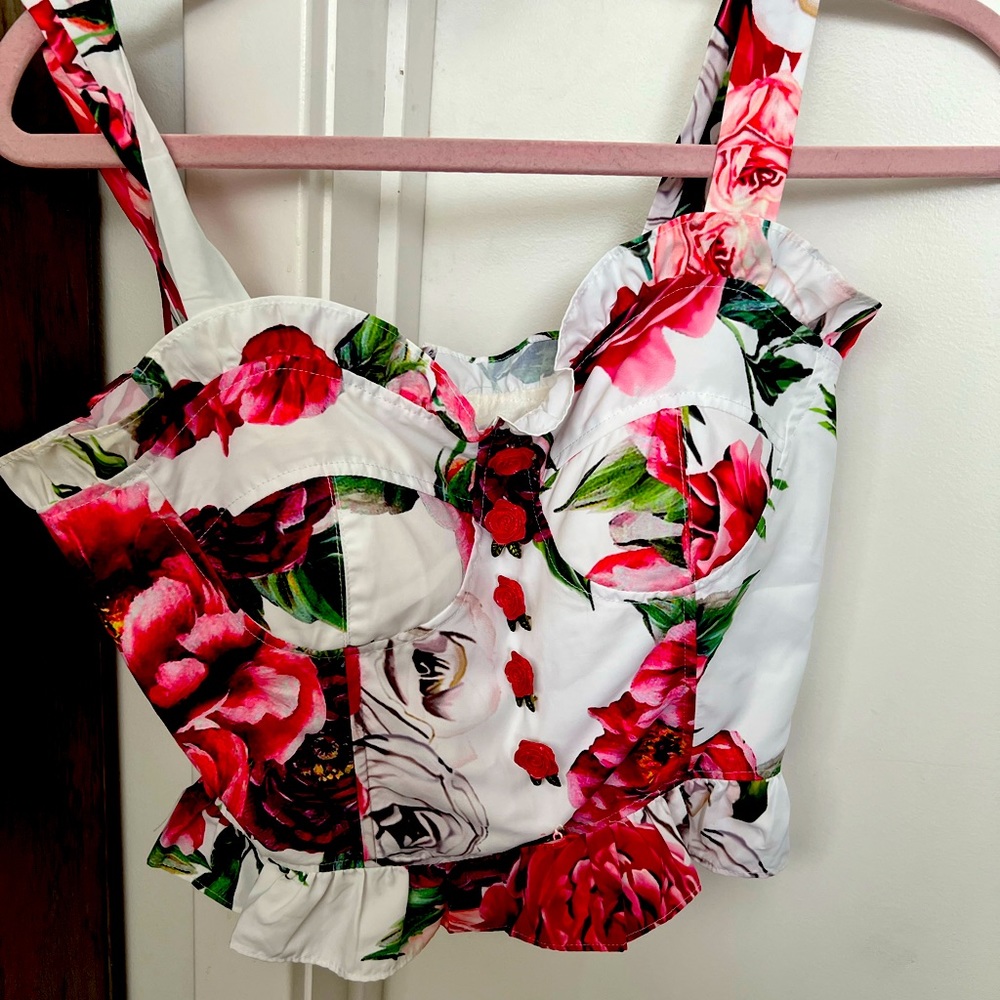 Floral Bustier top size S ( fits XS)
